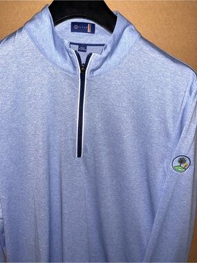 Stitch Pullover Long Sleeve Golf Performance Shirt Mens Large 1/4 Zip Blue Mint